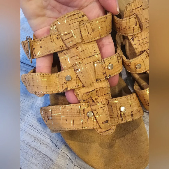 Vionic Women's •Size 10• Radia Cork Leather Wedge Casual Sandal Tan Comfortable - Picture 5 of 10